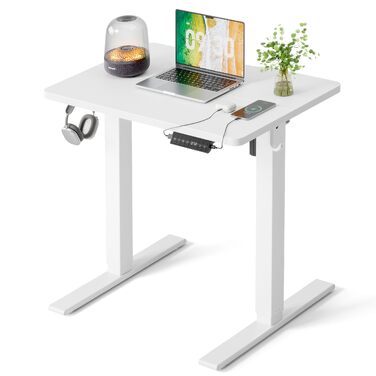 Регульований по висоті письмовий стіл FEZIBO 140x70 см з USB-C та USB-A портами для зарядки, білий