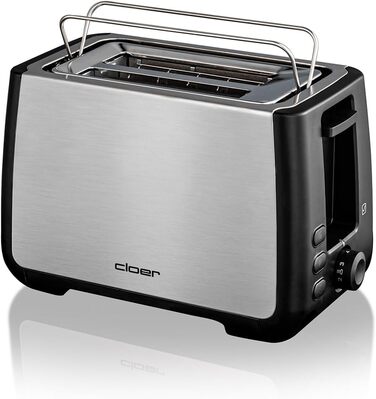 Тостер Cloer 3569 для 2 XXL скибок, 1000 Вт, нержавіюча сталь, функція перевірки, чорний пластик