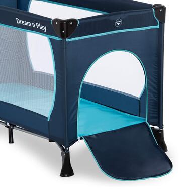 Дитяче дорожнє ліжечко Hauck Dream N Play Plus з сумкою для транспортування, складане, для немовлят і дітей до 15 кг, темно-синє/аква