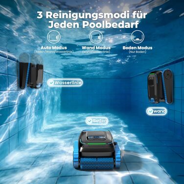 Робот-пилосос для басейну PC20 Poolroboter (2026) з Wi-Fi, очищення дна, стін та водної лінії, до 170 м²
