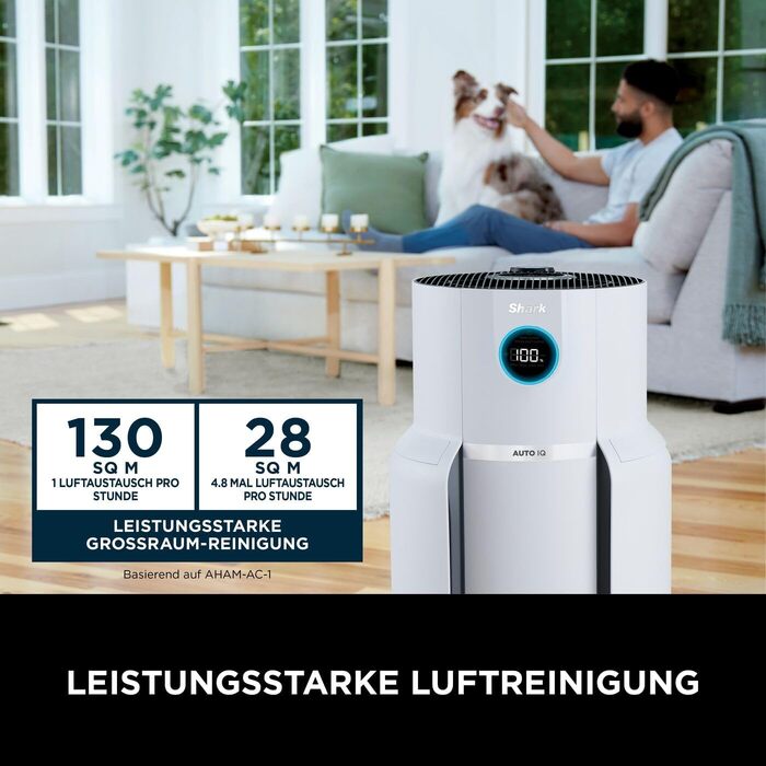 Очищувач повітря Shark NeverChange MAX HP300EU для алергіків, HEPA-фільтр на 5 років, для приміщень до 130 м², автоматичний режим, LED-дисплей, білий