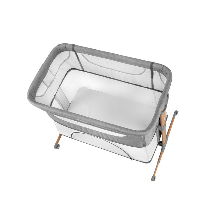 Дитяче ліжечко-приставка Momi SMART 4-в-1 з матрацом, регульоване по висоті, до 15 кг, сіре