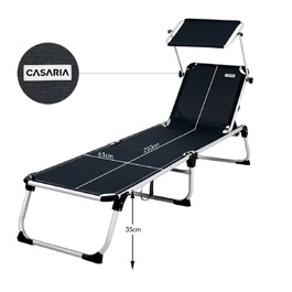 Шезлонг Мальта Антрацит 210x61x35см Alu Sun Covery
