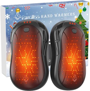 Електричні грілки для рук 2 шт. FANDLISS, 6000mAh, USB, для кемпінгу, полювання, гольфу, чорний