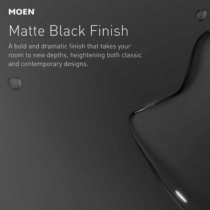 Душовий набір Moen 3558EPBL Eco-Performance: ручна лійка з 5 функціями, штанга 76,2 см та шланг 175,9 см, матовий чорний