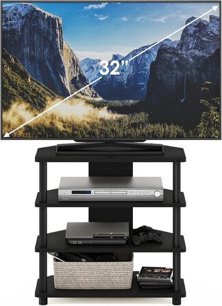 ТВ-тумба Furinno з 4 полицями, чорна, дерево, 37×60×59 см