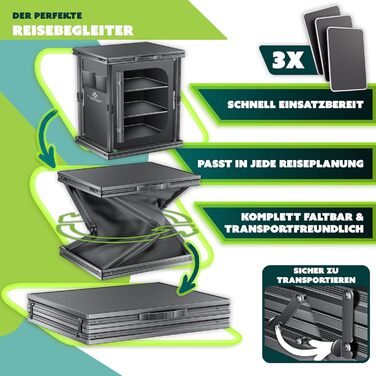 Кухня для кемпінгу KESSER® розкладний шафа 60x80см | Кухонний шафа з алюмінієвим каркасом, 3 відділення, 4-ий набір чашок, бічні кишені, москітна сітка | Розкладний кухонний блок для кемпінгу з UV-стійкої тканини, 3 полиці, антрацит