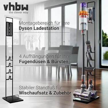 Підставка-утримувач для пилососа vhbw, сумісна з Dyson V7/V8, акумуляторний ручний пилосос, темно-сіра