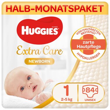 Підгузки Huggies Newborn для новонароджених, розмір 1 (2-5 кг), з індикатором вологості, 84 шт, велика упаковка