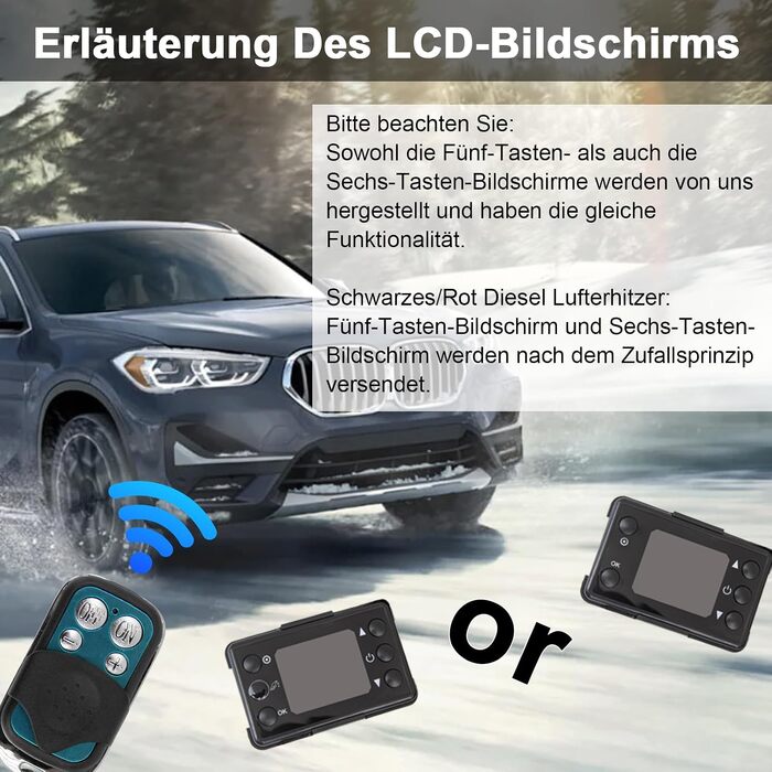 Автономний дизельний обігрівач повітря 5-8 кВт 12В з LCD-дисплеєм та дистанційним керуванням для авто, кемпера, човна та вантажівки, чорний