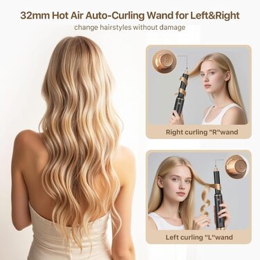 Sendowtek Hairstyler 5 в 1: Мультистайлер для волосся 1000W з насадками для завивки, сушіння, об'єму та укладки. Щітка-фен для жінок та чоловіків