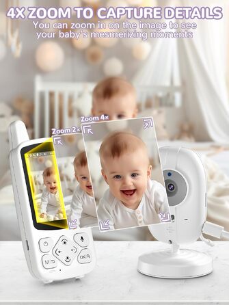 Відеоняня Baby Phone з 3.2-дюймовим LCD-дисплеєм, HD цифрова камера з нічним баченням, двосторонній аудіозв'язок, 2.4 GHz