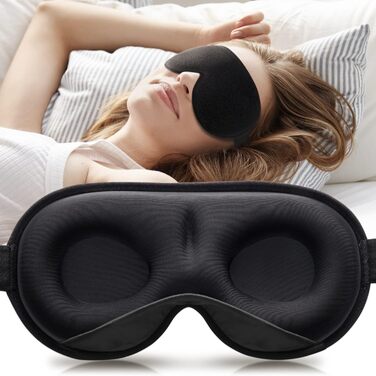 Umisleep 3D маска для сну з обтяженням 120 г, світлонепроникна, для чоловіків і жінок, чорна, регульований ремінець, для подорожей і йоги