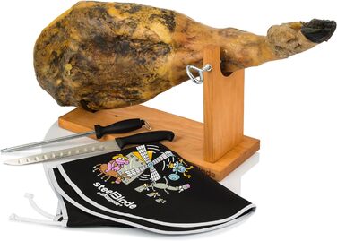Набір для шинки Steelblade Kukuxumusu: кришка, ніж, мусат, підставка з дерева Banqueta Quijote