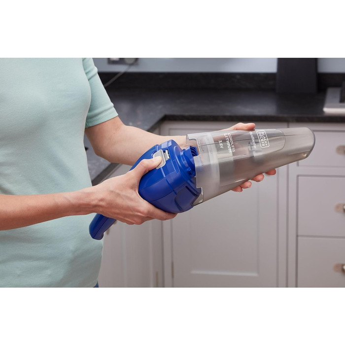 Пилосос ручний BLACK+DECKER Dustbuster NVC115WA, акумуляторний, 3.6V, без мішка, кобальтово-синій, широка насадка, знімний контейнер, насадка для щілин і меблів, зарядна станція
