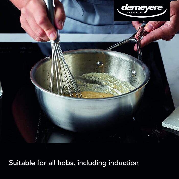 Demeyere Essential 5 конічна сталева каструля для індукції та духовки, 20 см, 5-шаровий нержавіючий метал, без кришки, гарантія 30 років