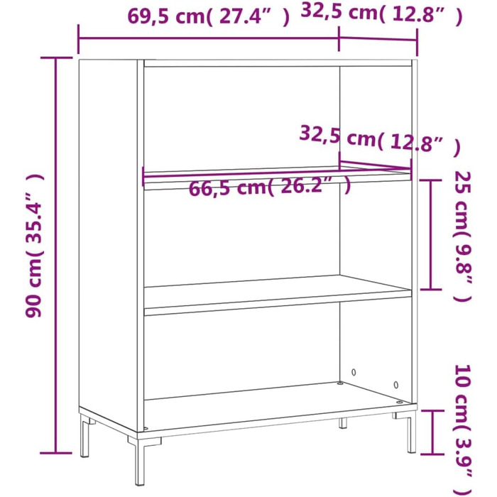 vidaXL книжкова шафа бетонно-сіра 69,5x32,5x90 см ДСП
