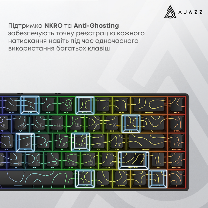 Ігрова магнітна клавіатура Ajazz AK680 V2 Ice Island Magnetic Switch (AK680-V2-I-BGY)