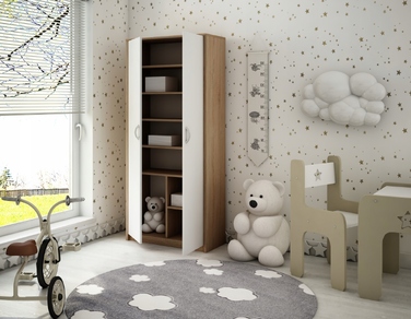 Шафа-гардероб Bestseller Patryk R004, 74x180x35 см, білий / дуб сонома