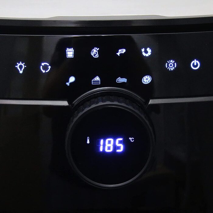 Аерофритюрниця Emerio XXL 13л Smart Fryer AF-121914 з ротисатором, кошиком та функцією дегідрататора, 1800 Вт, чорна