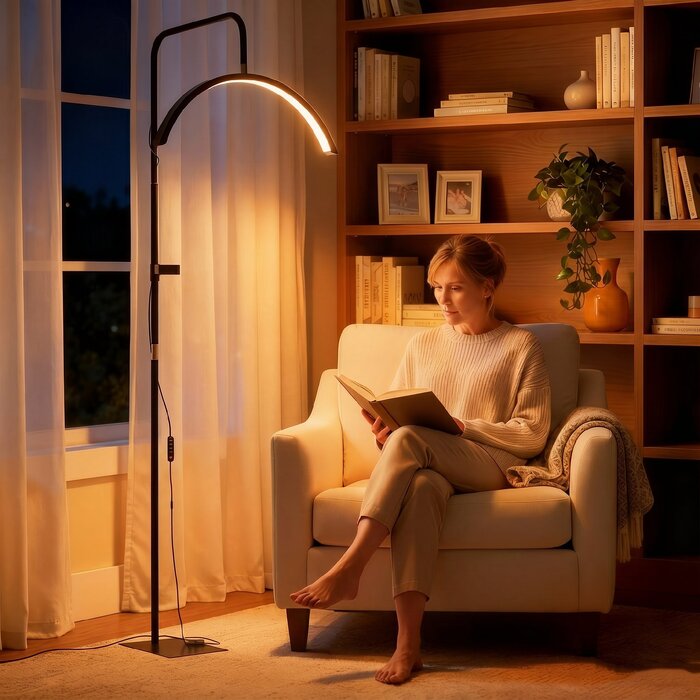LED-лампа-півмісяць для нарощування вій з тримачем для телефону, поворотна на 350°, регульована висота та тепле світло