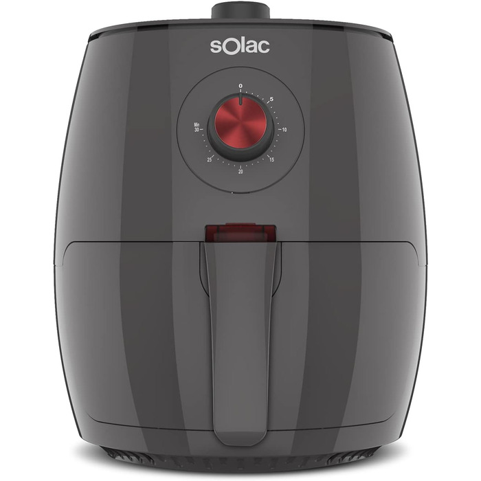 Фритюрниця Solac Taurus Léviter без олії, 2,5 л, 1500 Вт, 80-200°C, таймер 30 хв, сірий, антипригарна, для дієтичного приготування