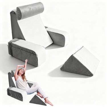 Подушка для читання з підголівником та підлокітниками, Memory Foam, для ліжка та дивана, зручна спинка для дорослих