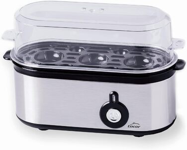 Електрична яйцеварка Lacor TRI OVUM з нержавіючої сталі 18/10, BPA-free, 3 режими приготування, автоматичне вимкнення, 3 яйця, сіра