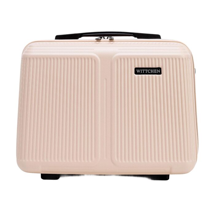 Валіза велика Wittchen Stripes Line XL (76.5x50x29 см) — Жорстка пластикова валіза-тролей ABS, 96 л, 4 колеса 360°, кодовий замок, телескопічна ручка, пудрово-рожева