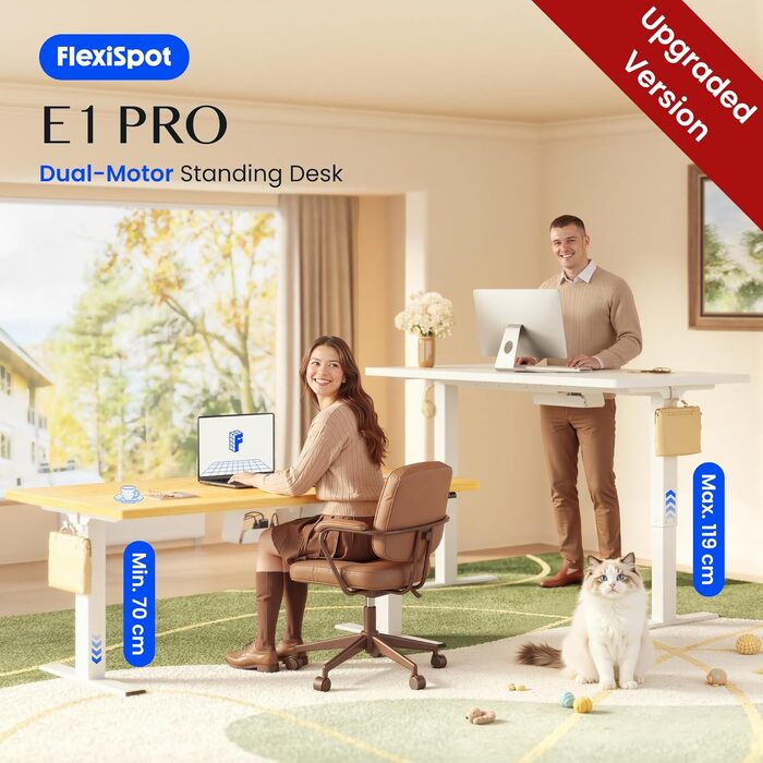 Регульований по висоті офісний стіл FlexiSpot з двома двигунами, білий 160x80 см - ергономічний робочий стіл
