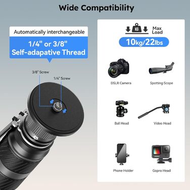 Монопод SIRUI SVM-165P Rapid System, карбоновий, 165 см, з педаллю, швидка фіксація, компактний, до 10 кг