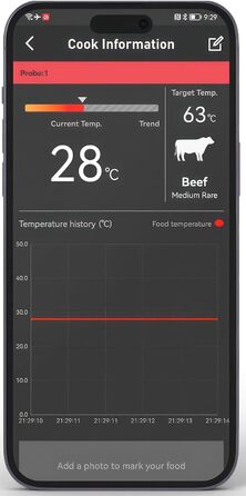 HerQs EasyBBQ Pro – цифровий бездротовий термометр для м'яса з Bluetooth, термощупом і мобільним додатком, для духовки, гриля, сковороди, аерофритюрниці