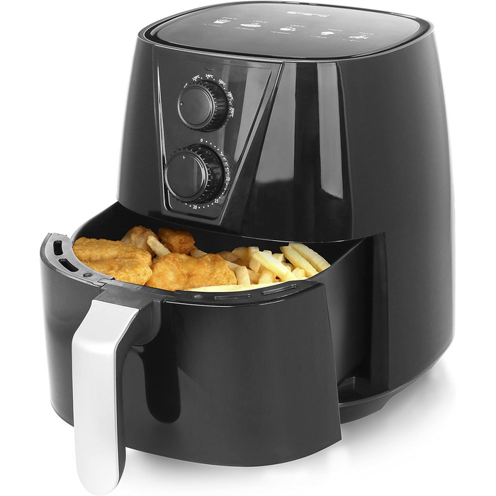 Фритюрниця Emerio AF-126667 SmartFryer, аерофритюрниця без олії, 3.8 л, 1450 Вт, швидке нагрівання, BPA-free, Cool Touch, чорна