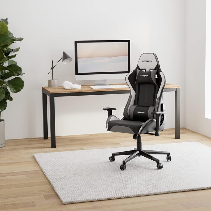 Ігрове крісло DRIFT DR175GRAY, професійне, екошкіра, 2D підлокітники, клас 4, обертальне, чорний/сірий