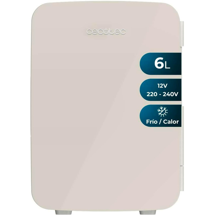 Міні-холодильник Cecotec Bolero MiniColing 6 л, бежевий, для авто і дому, охолодження та підігрів, 12-220 В, регулювання температури 5-65°C