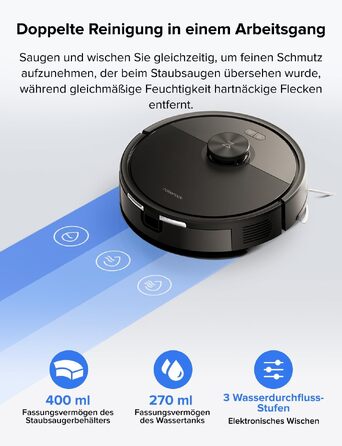 Робот-пилосос Roborock Q7 L5 з потужністю 8000 Па, системою Dual Anti-Tangle та розумною навігацією, чорний