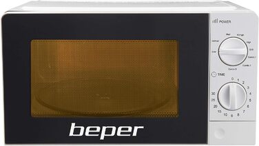 Мікрохвильова піч BEPER 20 л з грилем, 700 Вт, 5 режимів, таймер, біла