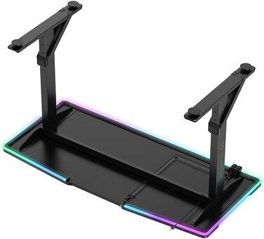 ULTRADESK - Стол для геймінгу Iron - Механічний регульований стіл з RGB підсвічуванням, чорний