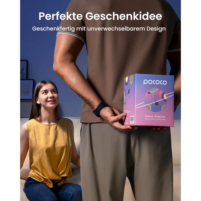 Проєктор зоряного неба POCOCO Sternenhimmel, LED Галактика для дітей та дорослих, Планетарій з 2 дисками, Нічник-Аврора, Таймер, для сну та релаксації (Чорний)