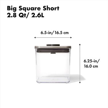 OXO SteeL контейнер для зберігання продуктів, 2,6 л, квадратний, з кришкою, герметичний, сталь