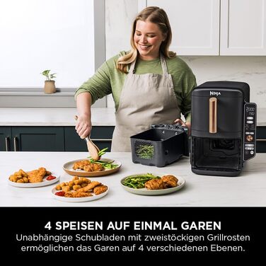 Фритюрниця Ninja Foodi FlexDrawer Dual Zone Air Fryer AF500EUCP, 9.5L, 7-в-1, Чорний & Мідний, з антипригарним покриттям