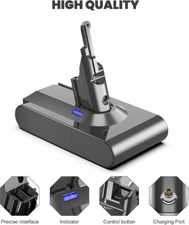Акумулятор для пилососа Dyson V6 Powtree (2 фільтри, захисна кришка, гвинти) 6.0Ah Сірий