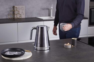 Тостер Russell Hobbs Geo Edelstahl Grau на 2 тости, нержавіюча сталь, сірий. Широкі слоти, підставка для булочок, 6 режимів, розморожування, підігрів, швидкий нагрів 1640 Вт
