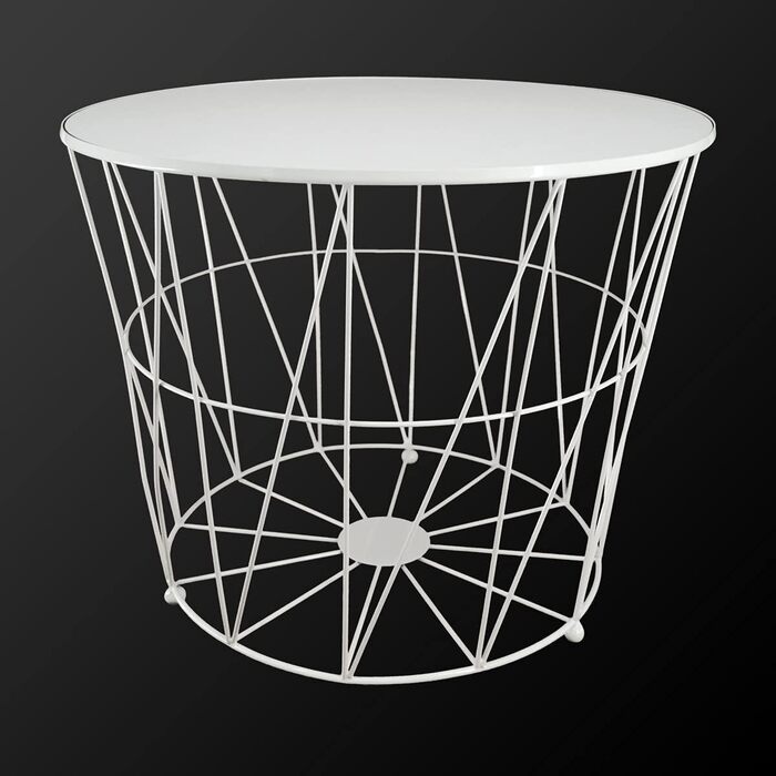 Журнальний стіл PrimoLiving Design XL, білий металевий кошик з дерев'яною кришкою, 50x40 см, стіл з місцем для зберігання, сучасний декор