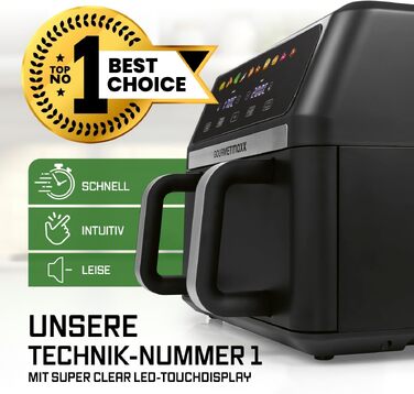 Аерофритюрниця GOURMETmaxx AirGenius 10Л з двома камерами (2x5Л), сенсорним керуванням та 10 програмами приготування, для 8 осіб