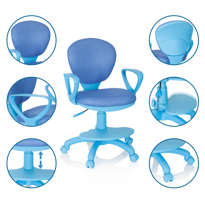 Дитячий стілець / дитячий письмовий стілець KID COLOUR тканина синій hjh OFFICE