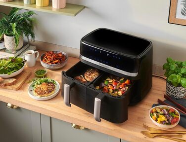 Аерофритюрниця Russell Hobbs SatisFry 9 л, 2 камери, 9 програм, тиха, без олії, посудомийна, до 200°C, функція підтримки тепла