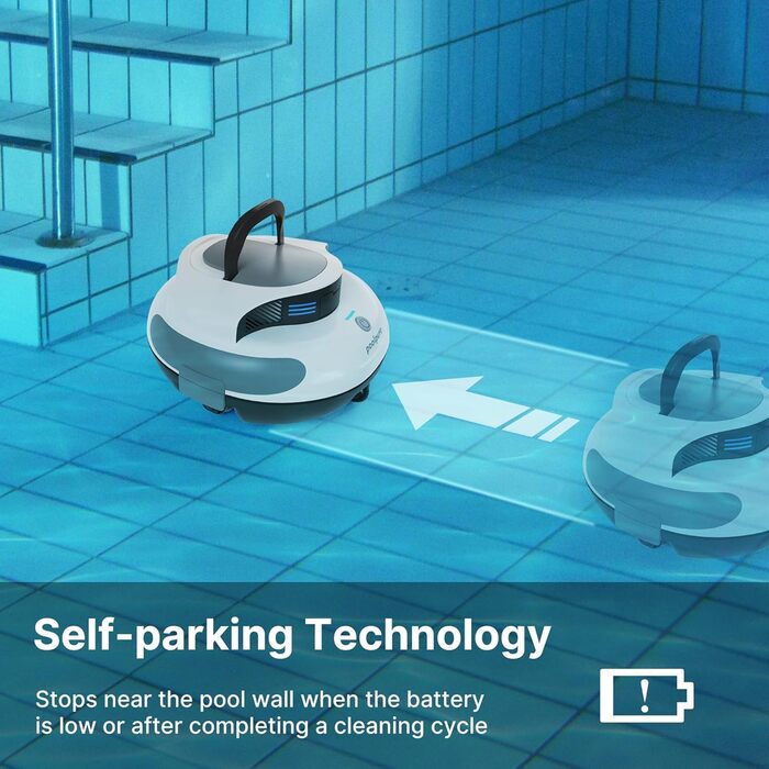 Робот-пилосос для басейну POOLPURE 5000mAh з автоматичною парковкою, LED дисплеєм, IPX8, бездротовий, білий