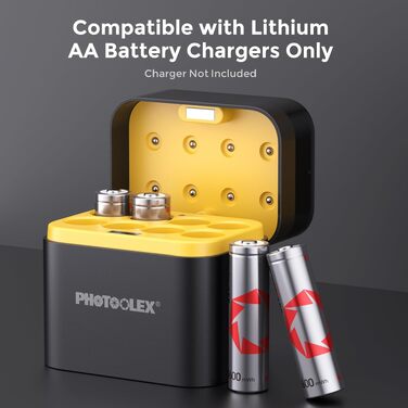 Акумулятори PHOTOOLEX AA 1.5V 3600mWh, комплект 8 шт. з кейсом для зберігання, високої ємності, перезарядні літієві батарейки (без зарядного пристрою)