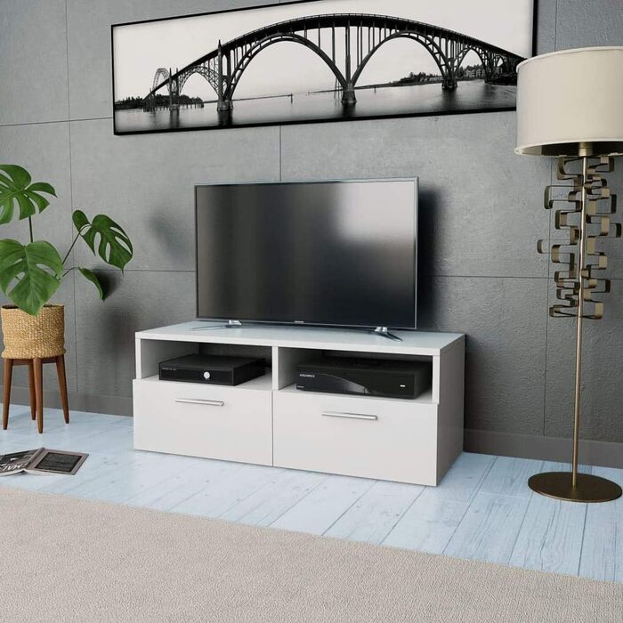 Тумба для телевізора vidaXL з 2 полицями та 2 шафками, дуб, 95x35x36 см, меблі для вітальні з ДСП